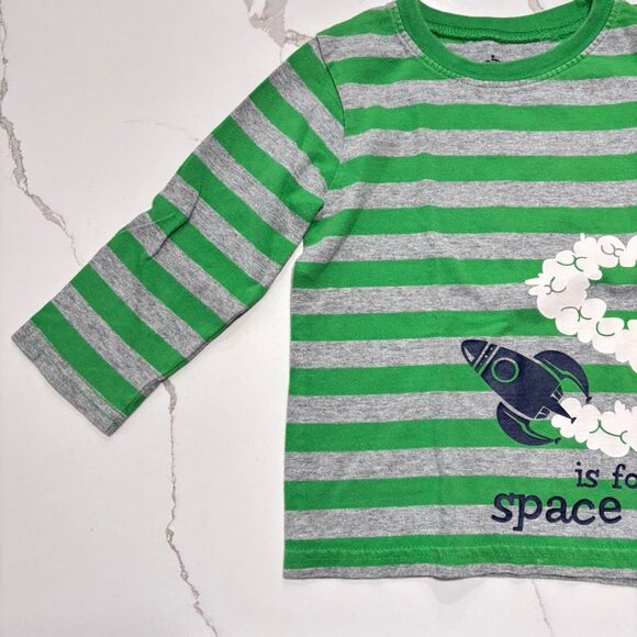 CIRCO | Boys Striped Long-Sleeve Green Grey Space T SHIRT Toddler 3T - Picture 3 of 11